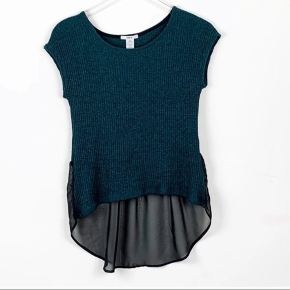 Bar III Sheer Bottom Top Short Sleeves Size Small